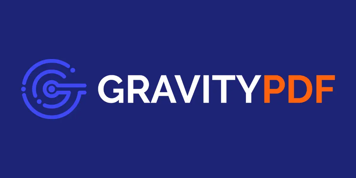 GravityPDF logo on blue background