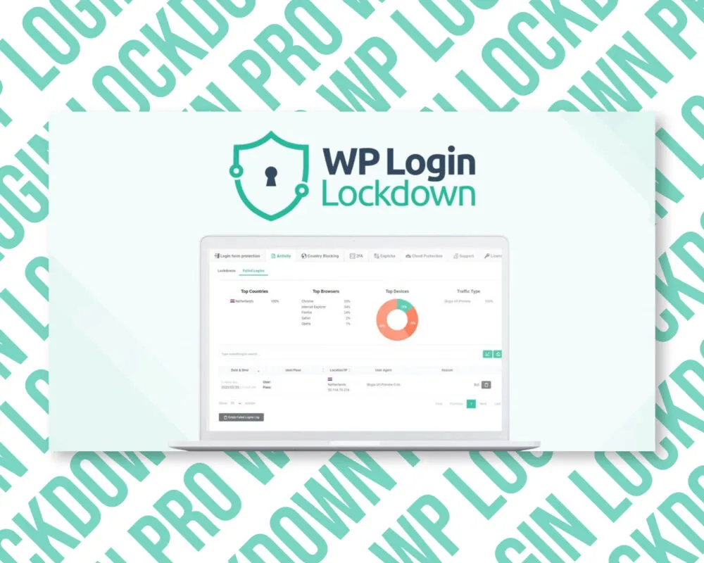 WP Login Lockdown software interface on laptop screen