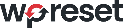 WP Reset logo with red arrow design.
